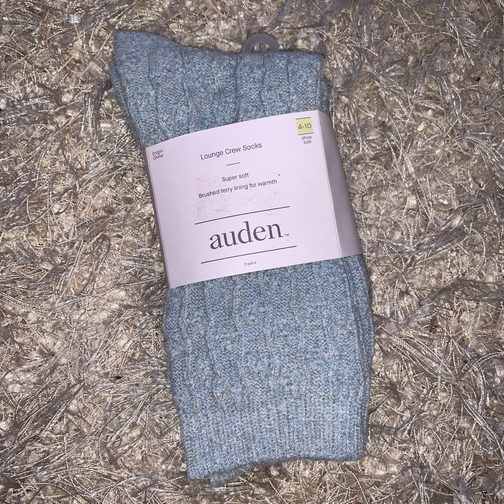 Auden Gray Lounge Crew Socks 2 pack NWT
